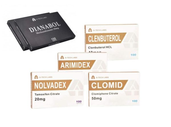 PACK MUSCLE SEC ORAL A TECH LABS DIANABOL CLENBUTEROL PCT 8 SEMANAS 1 1